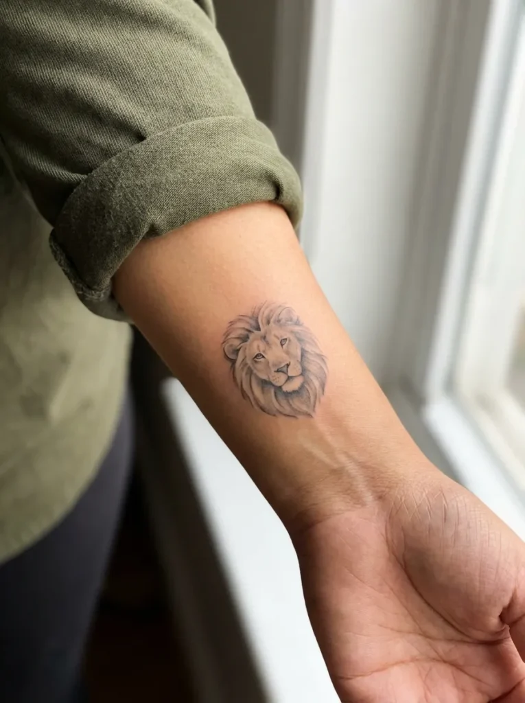 Lion Wrist Tattoo with Soft Shading