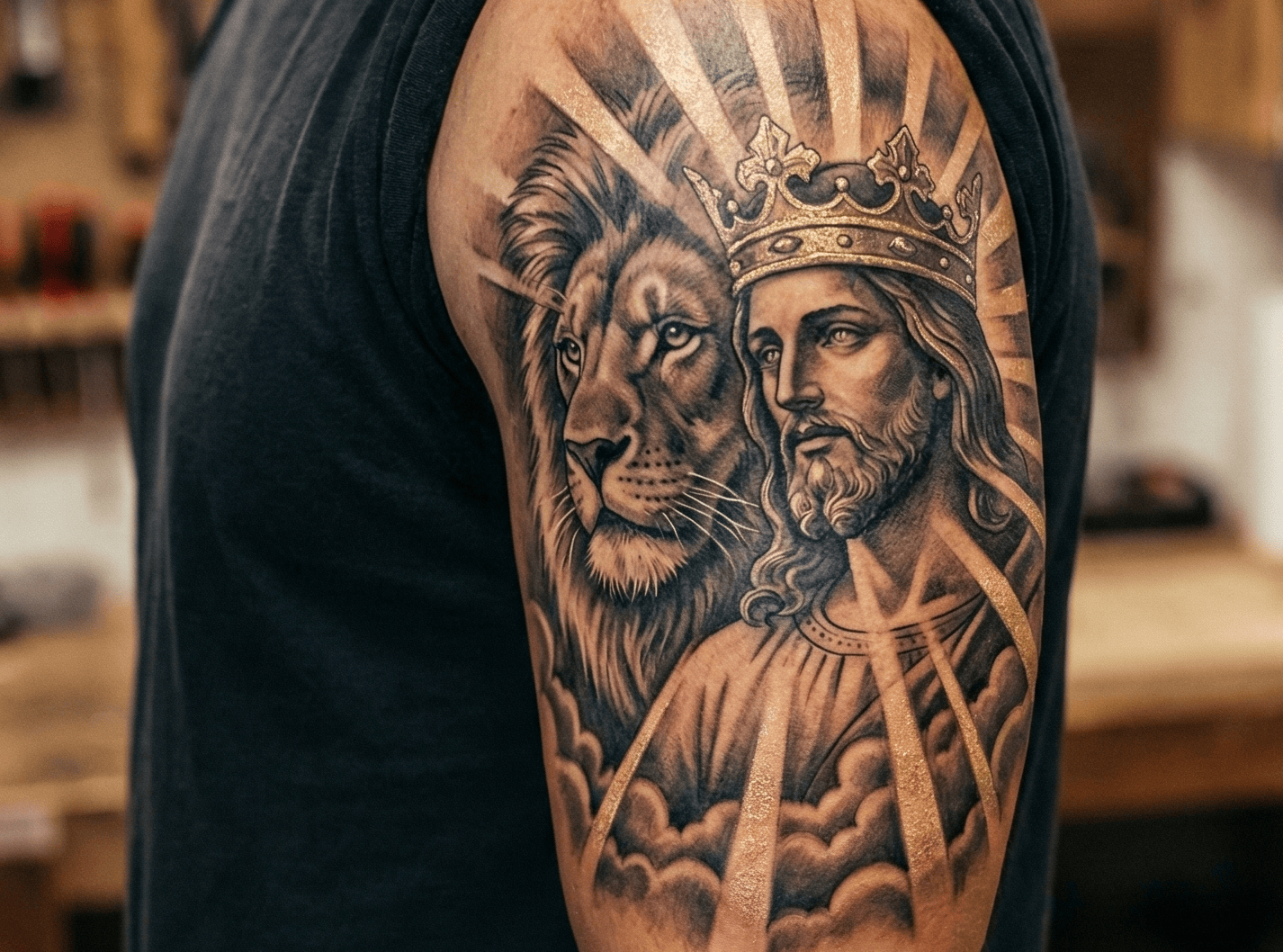 Lion and Jesus Tattoo Ideas