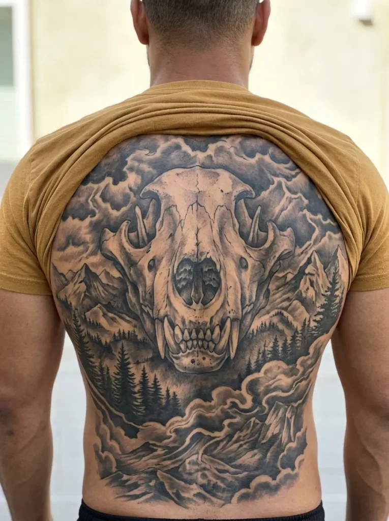 Lion and Skull Backpiece