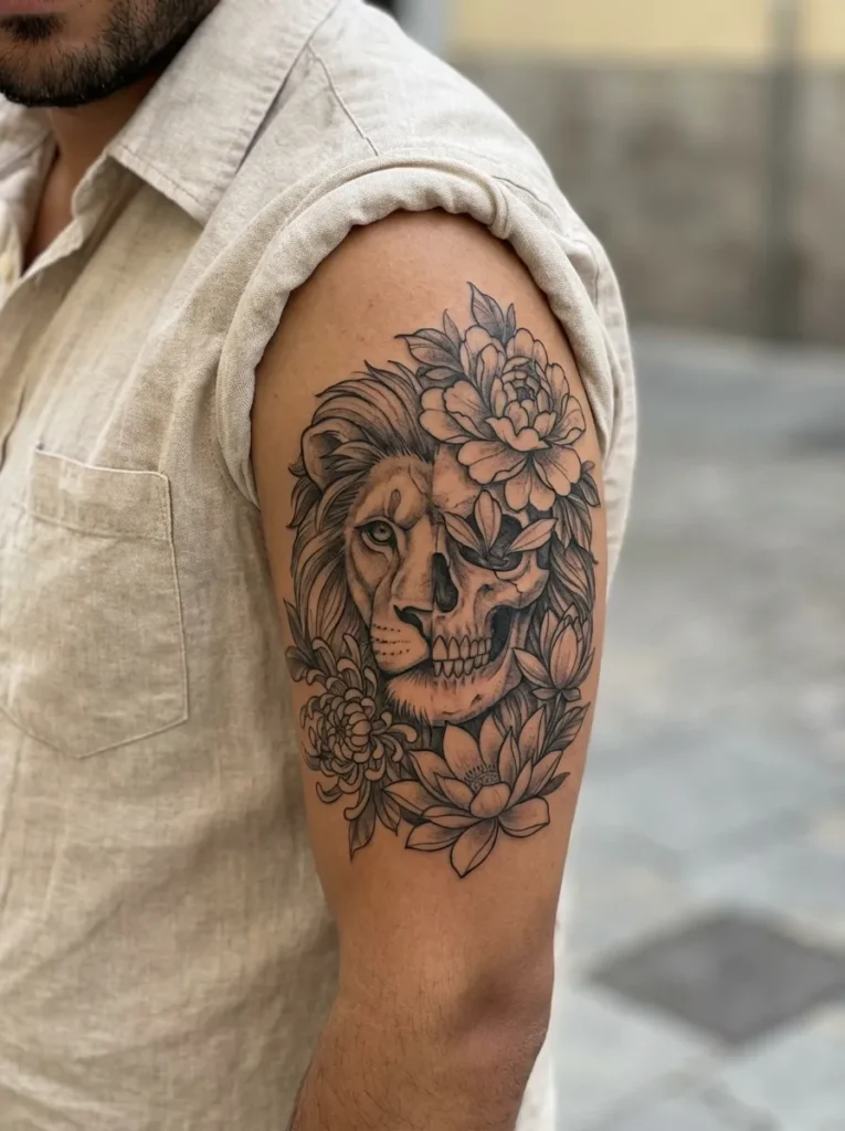 Lion and Skull & Floral Fusion