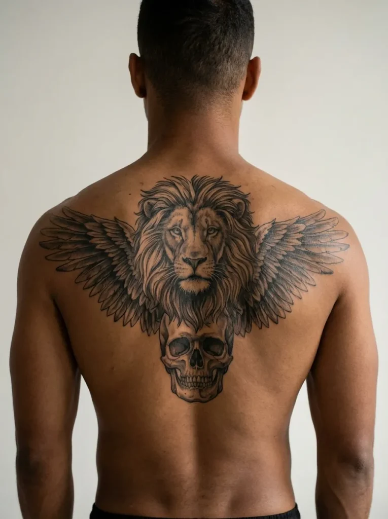 Lion and Skull with Wings