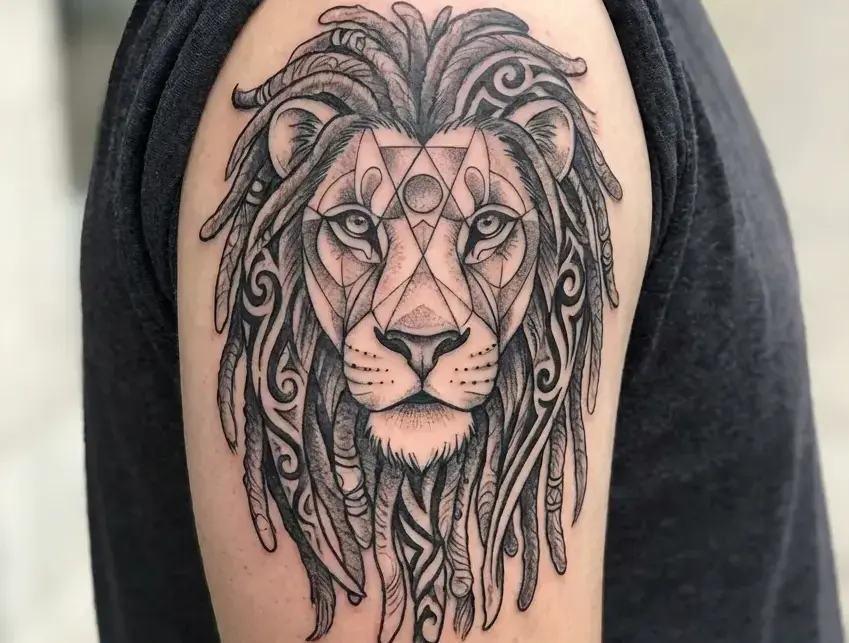 Lion with Dreads Tattoo Design