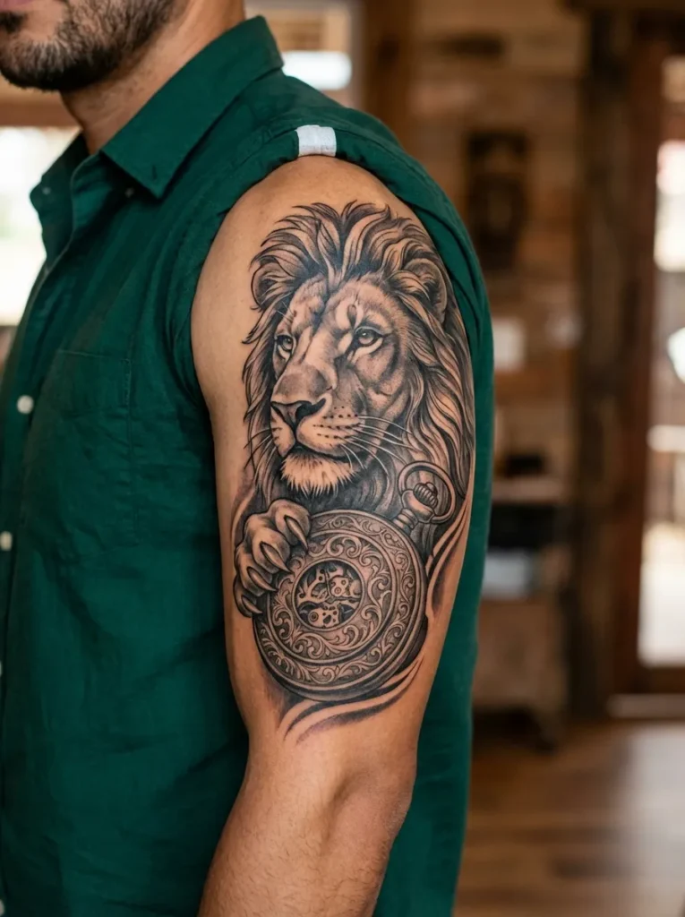 Lion with Pocket Watch Design