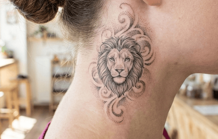 Neck Lion Tattoo Ideas for Women