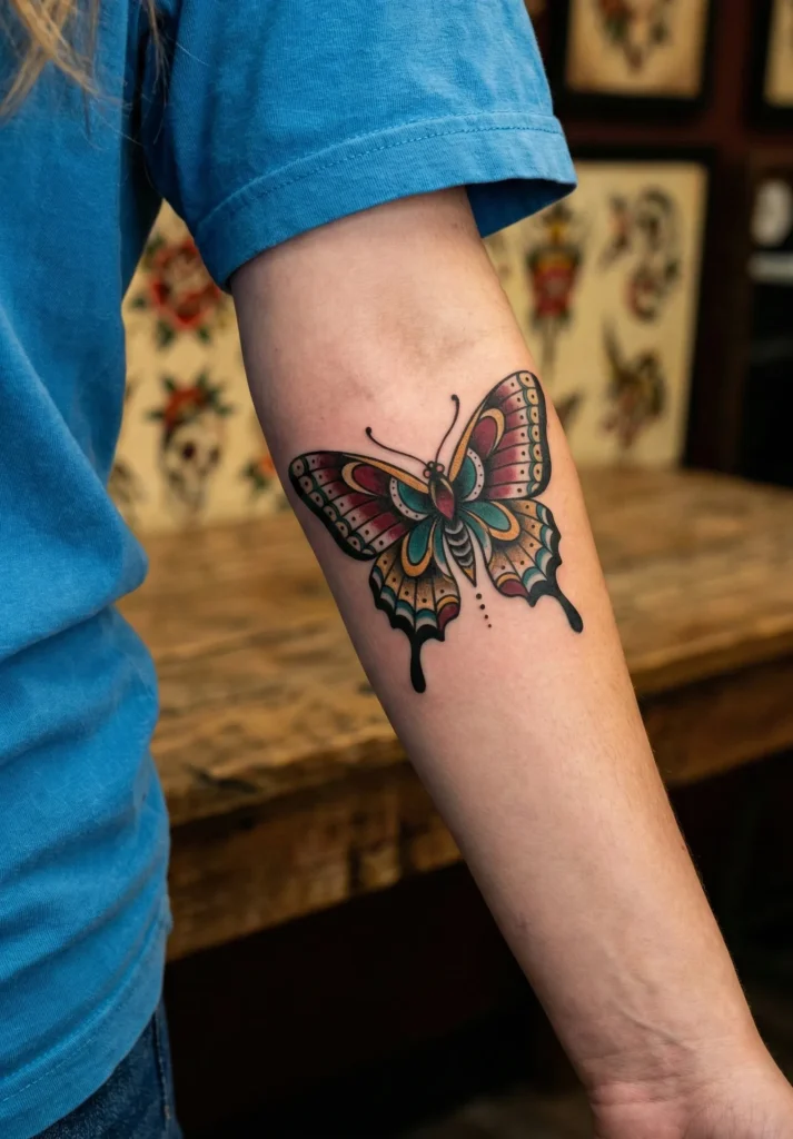 Neo Traditional Butterfly with Classic Tattoo Influence