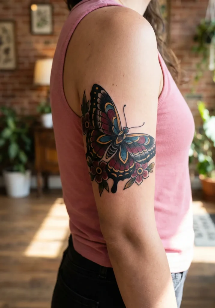 Neo Traditional Butterfly with Dramatic Contrast