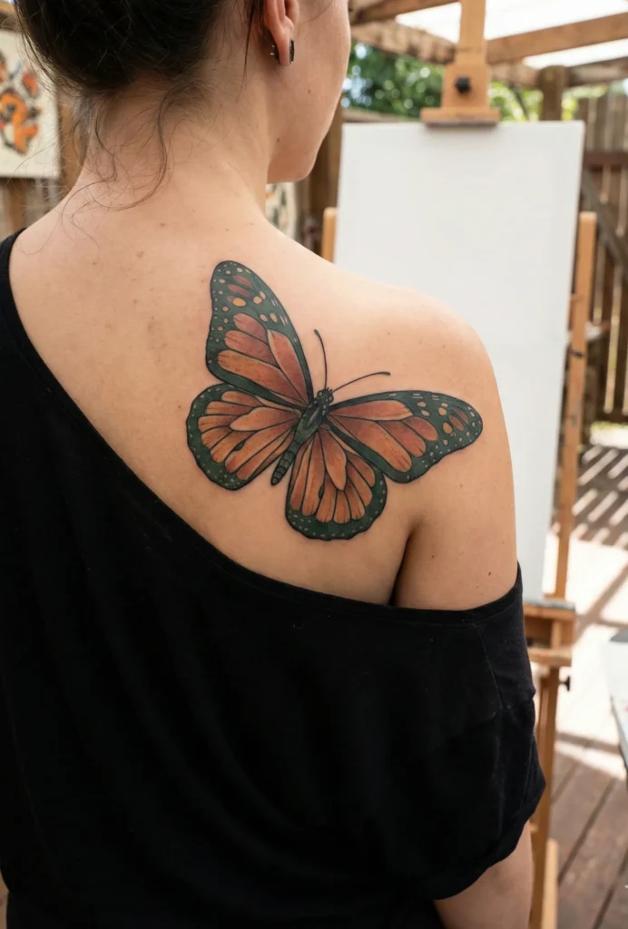 Neo Traditional Butterfly with Dynamic Wing Spread