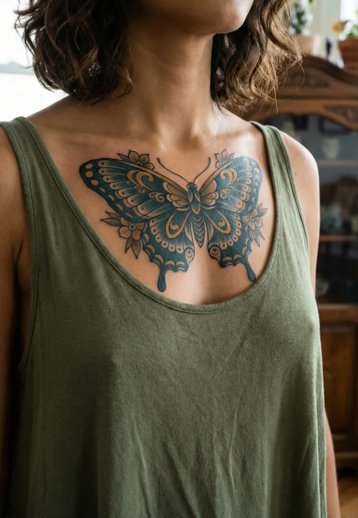 Neo Traditional Butterfly with Elegant Symmetry