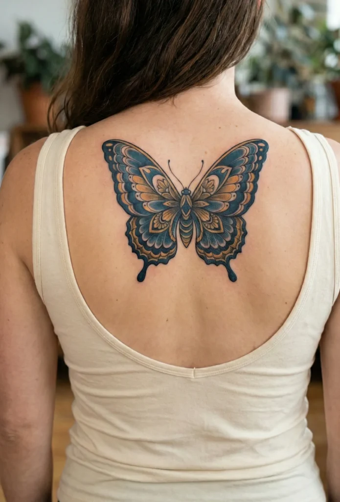 Neo Traditional Butterfly with Layered Wing Design