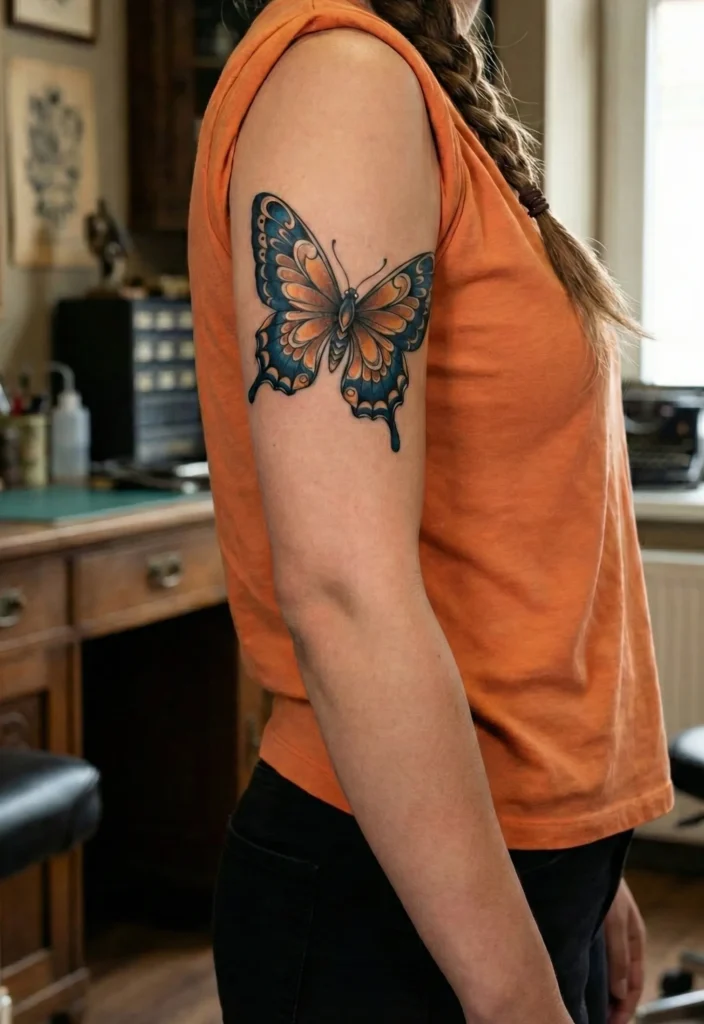Neo Traditional Butterfly with Refined Artistic Finish