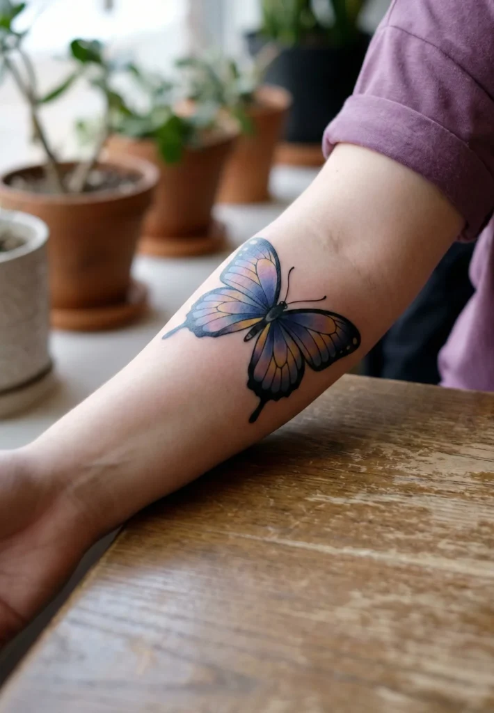 Neo Traditional Butterfly with Soft Gradient Wings