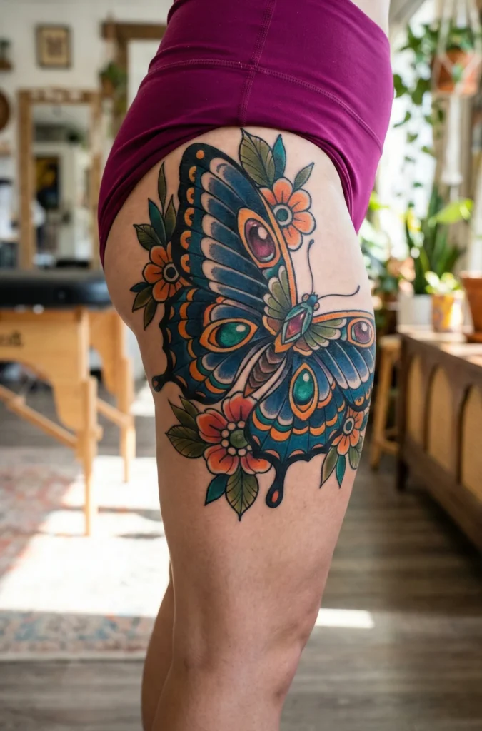 Neo Traditional Butterfly with Statement Placement