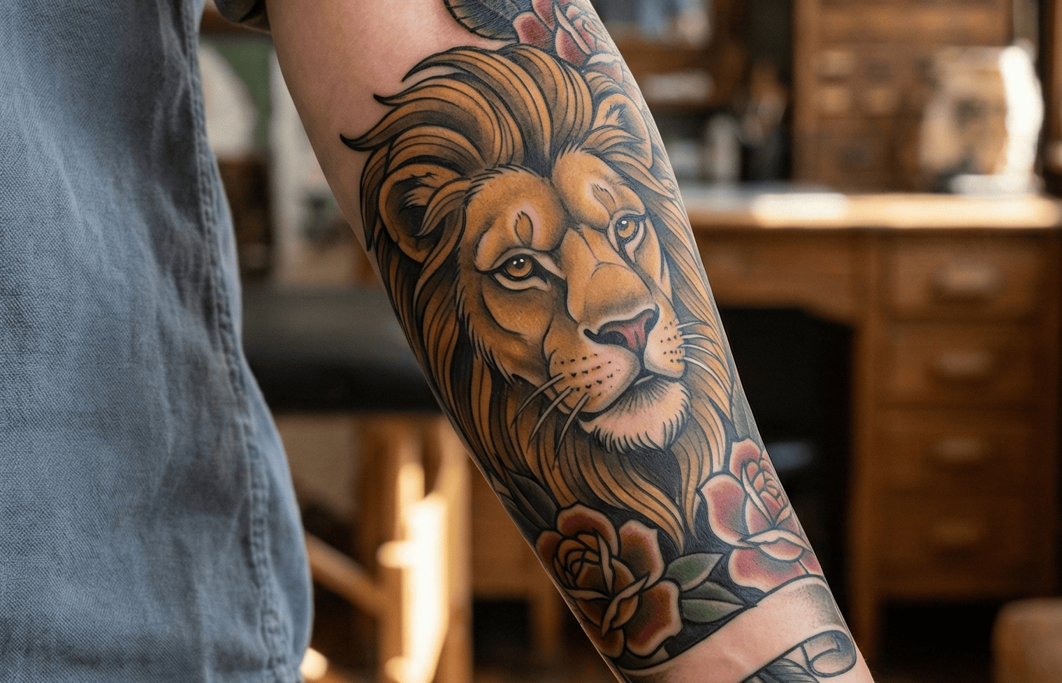 Neo Traditional Lion Tattoos