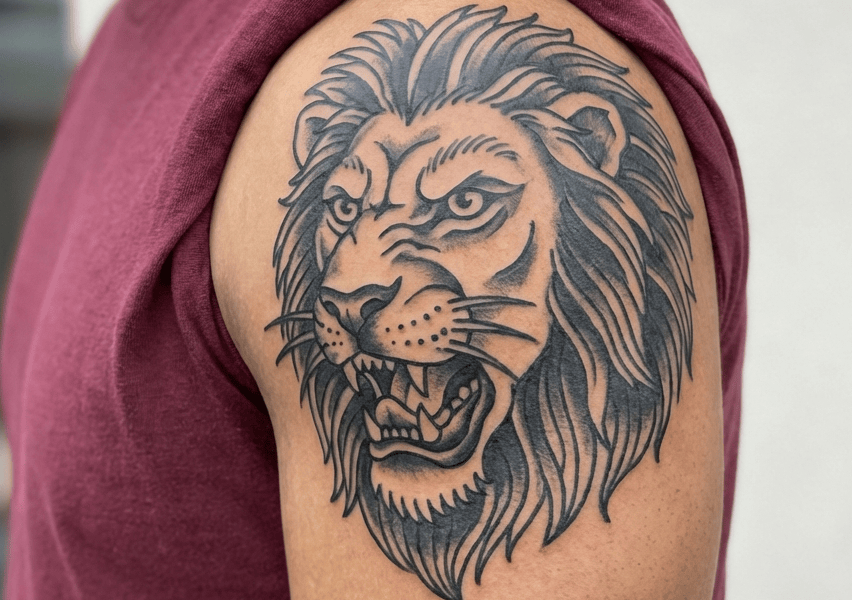 Shoulder Lion Tattoo for Men
