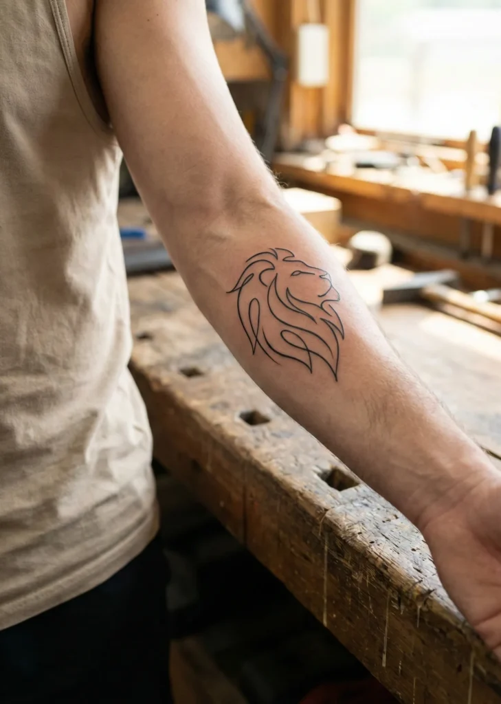 Tribal Lion Tattoo with Minimal Tribal Outline