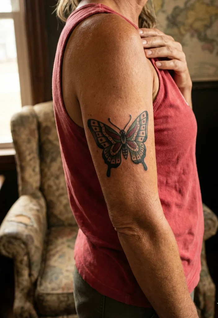 Vintage Butterfly Tattoo with Classic Linework