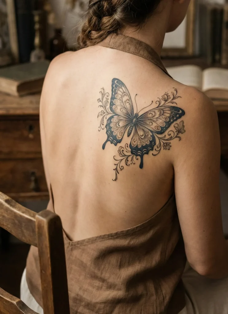 Vintage Butterfly Tattoo with Elegant Retro Touch