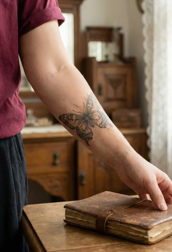 Vintage Butterfly Tattoo with Nostalgic Feel