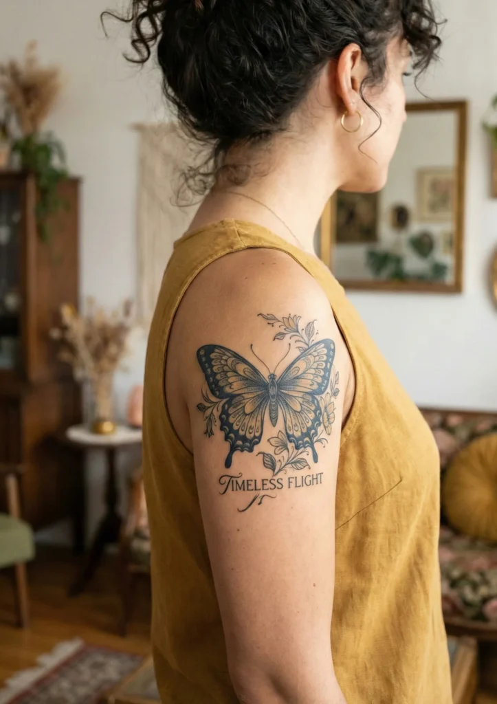 Vintage Butterfly Tattoo with Timeless Composition