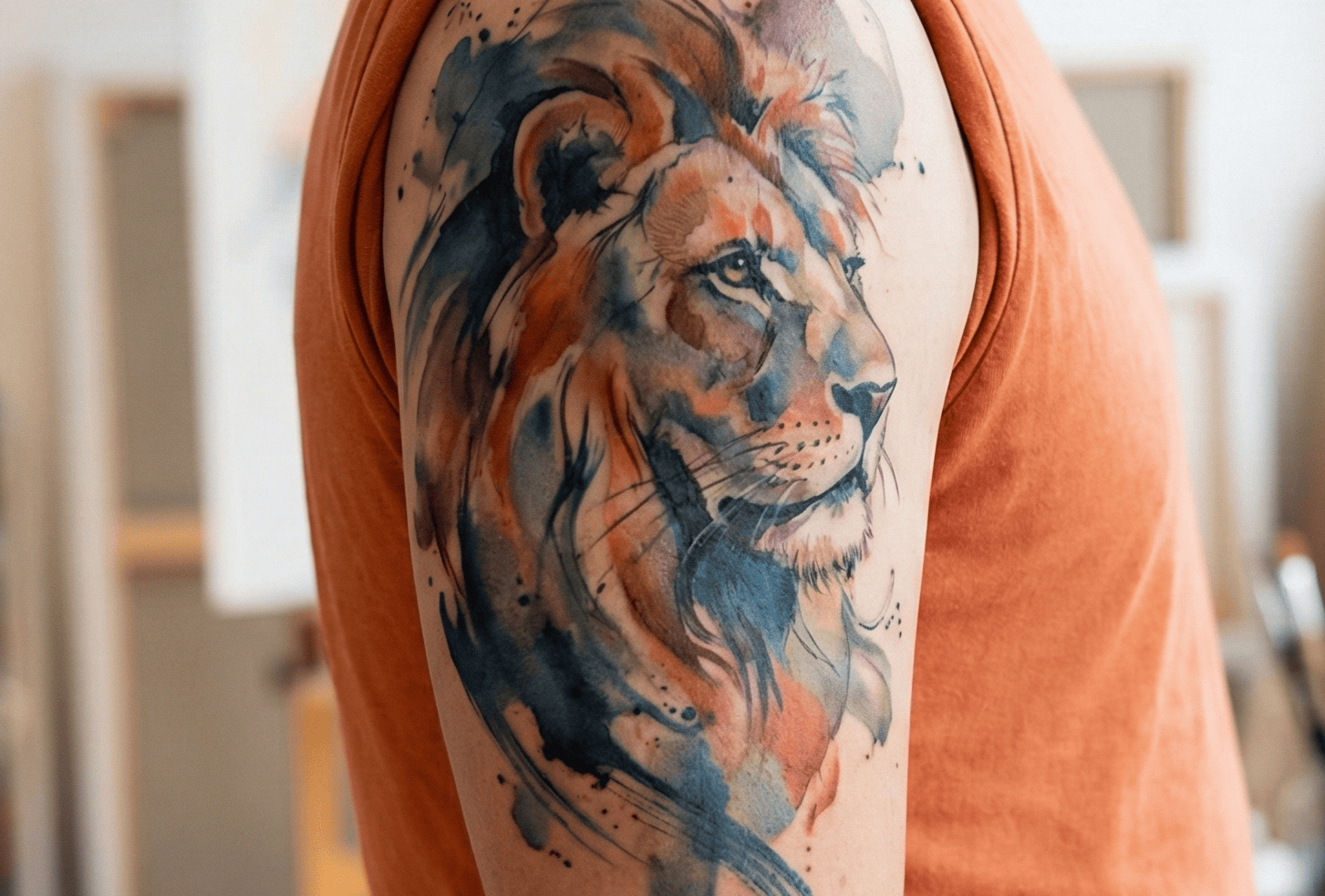 Watercolor Lion Tattoo Ideas