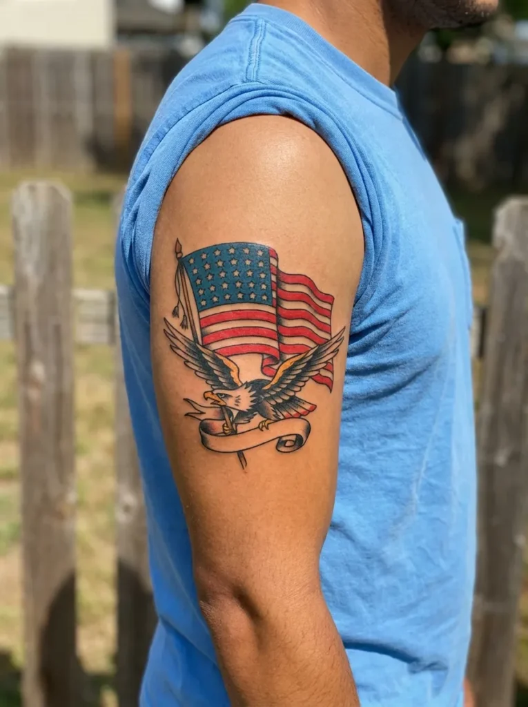 American Traditional American Flag Tattoo