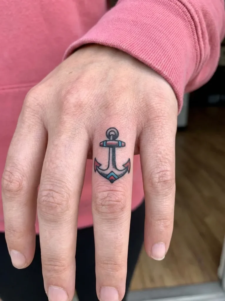 Anchor Finger Tattoo