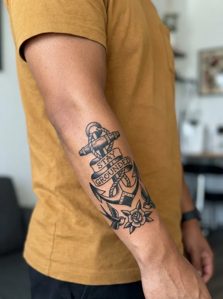 American Traditional Anchor Tattoo