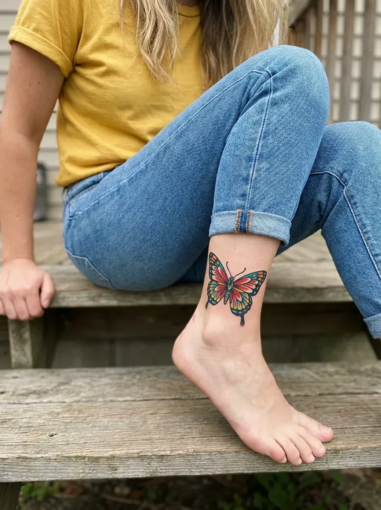 Butterfly Ankle Tattoo