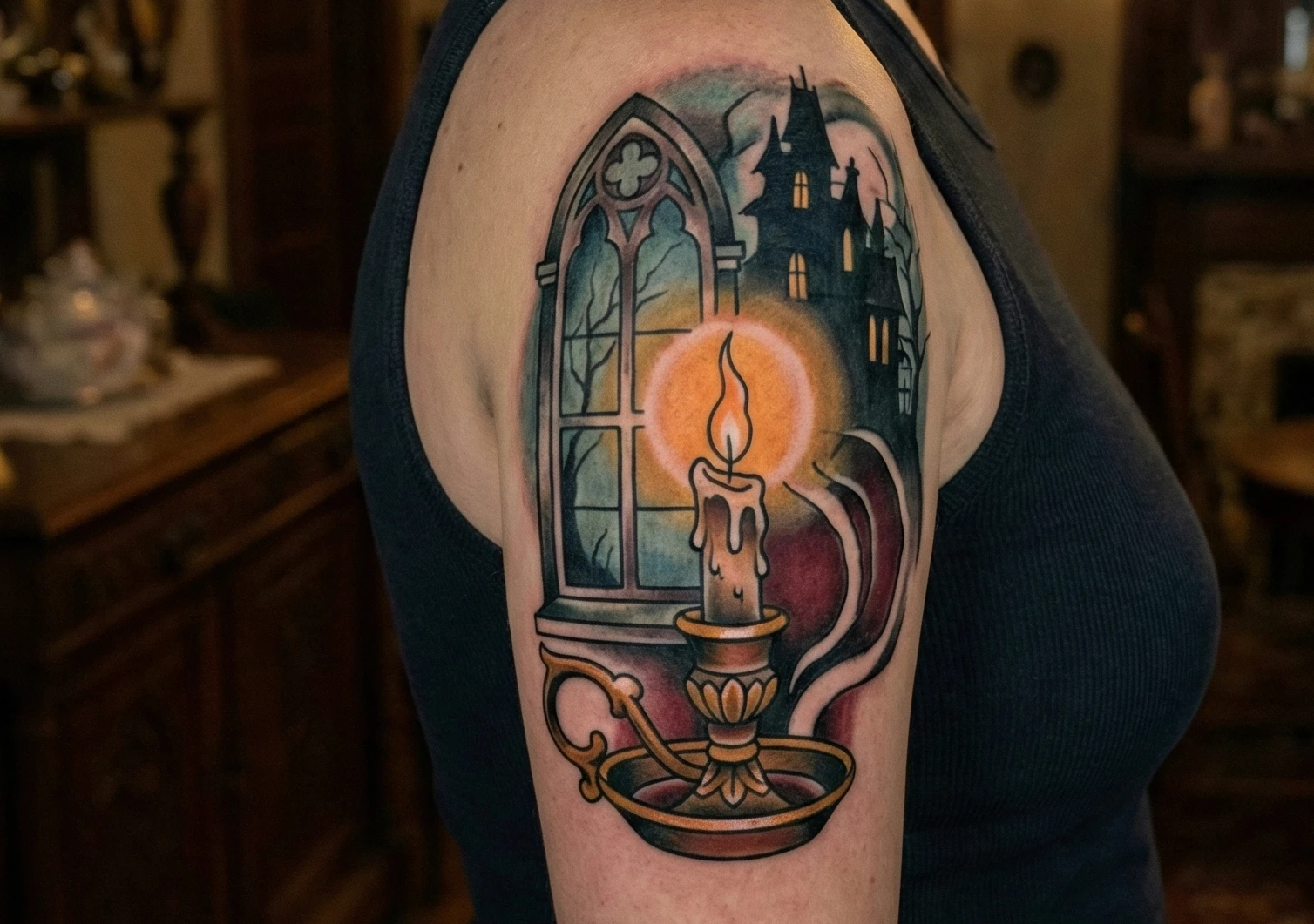 American Traditional Candle Tattoos