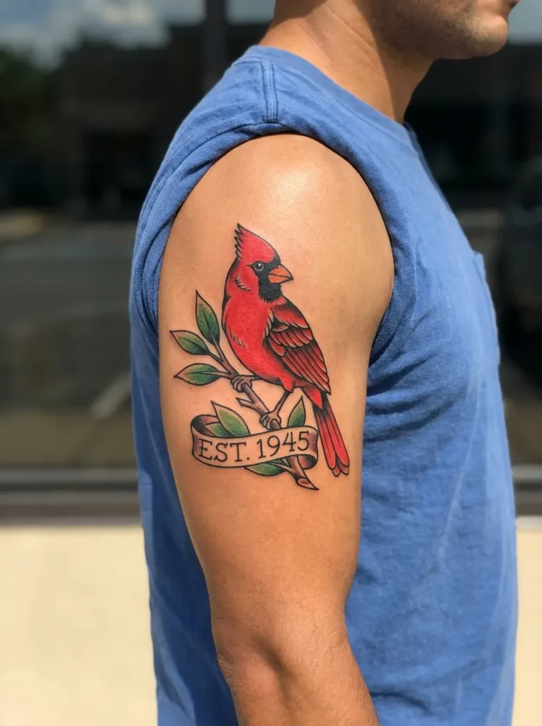 American Traditional Cardinal Tattoo