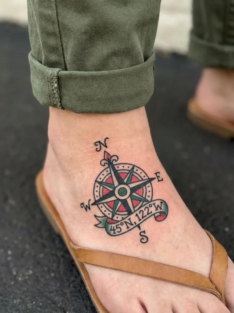 Compass Foot Tattoo