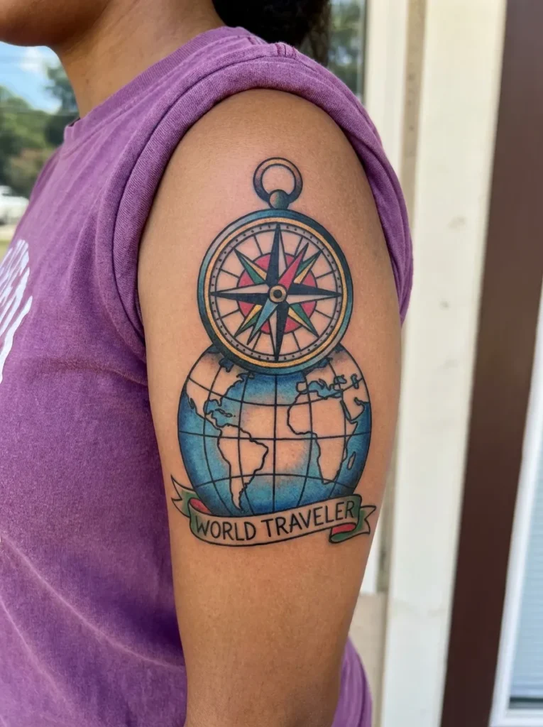 Compass with Globe Tattoo