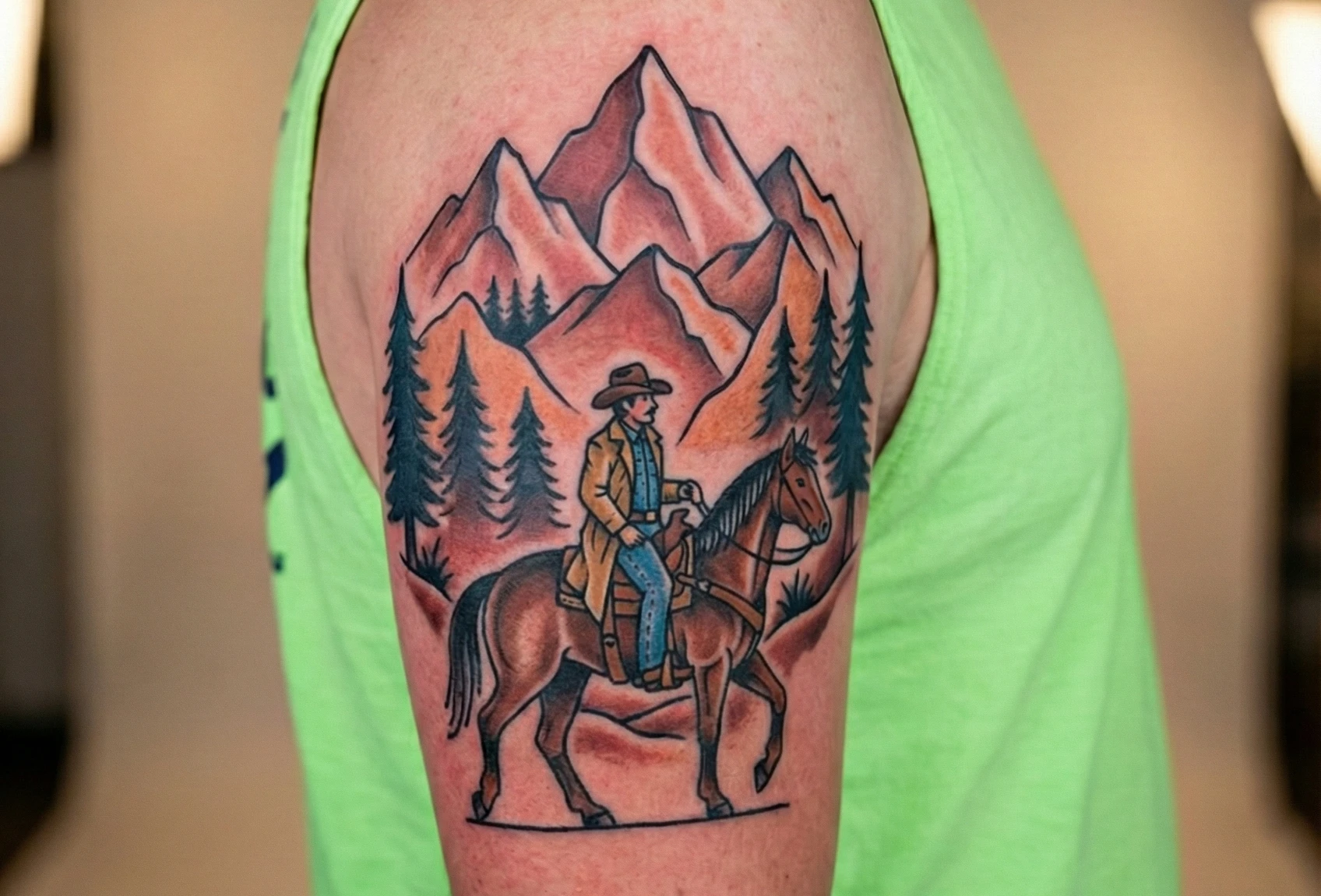 American Traditional Cowboy Tattoo