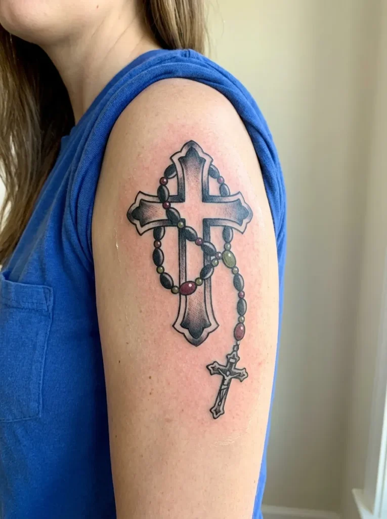 Cross with Rosary Tattoo
