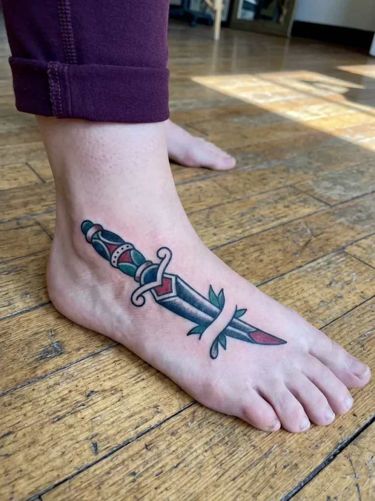 Dagger Foot Tattoo