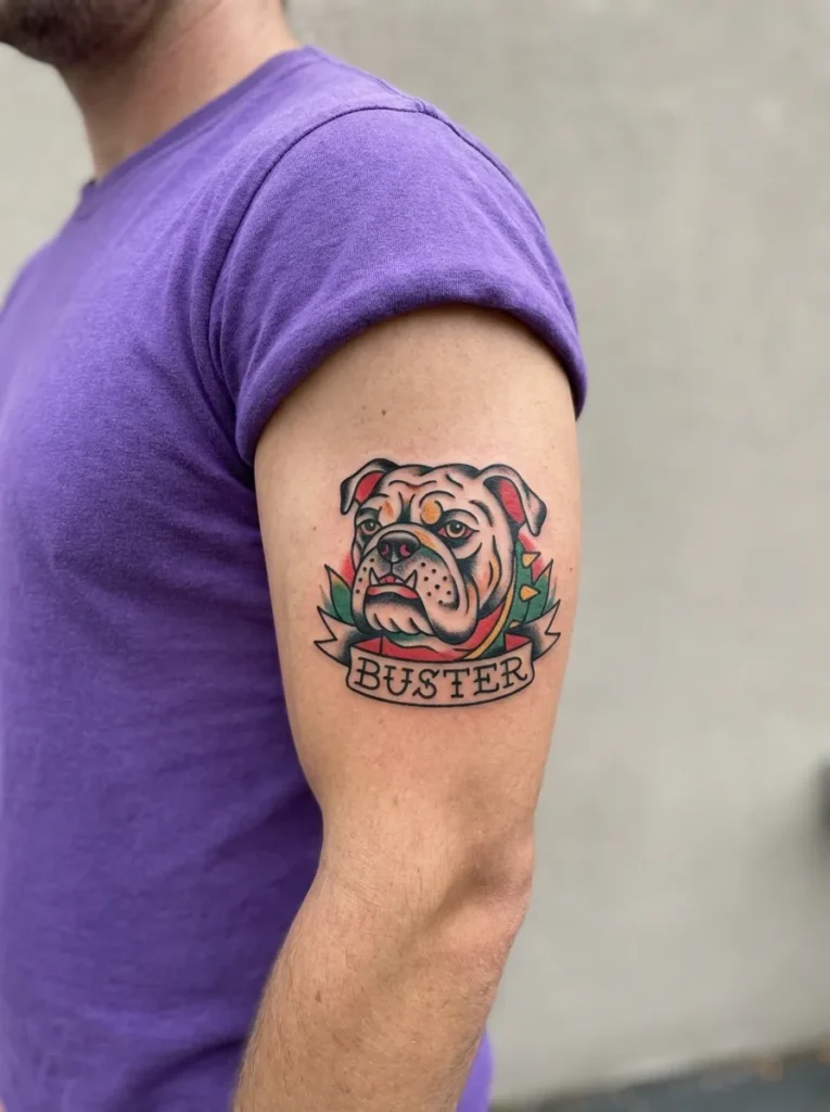 American Traditional Dog Tattoo