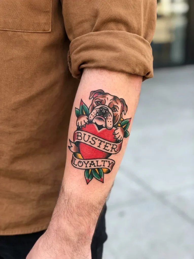 Dog and Heart Tattoo
