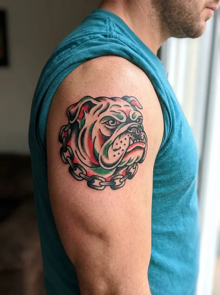 Dog with Chain Collar Tattoo