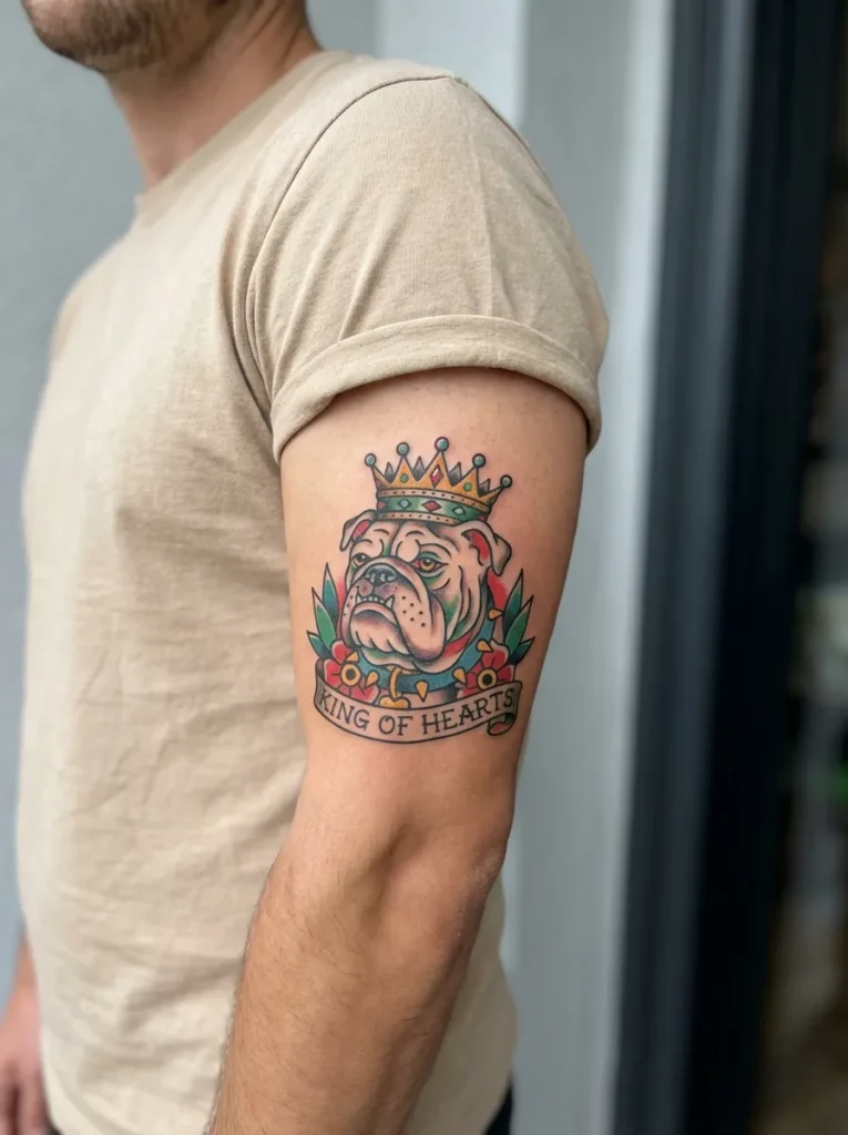 Dog with Crown Tattoo