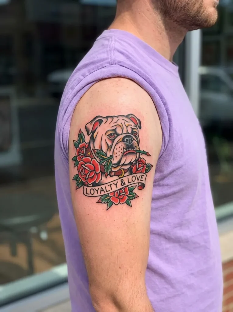 Dog with Rose Tattoo