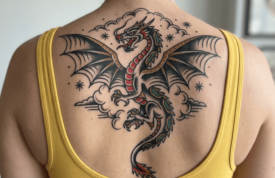 American Traditional Dragon Tattoo Ideas