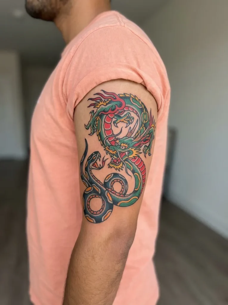 Dragon and Snake Tattoo