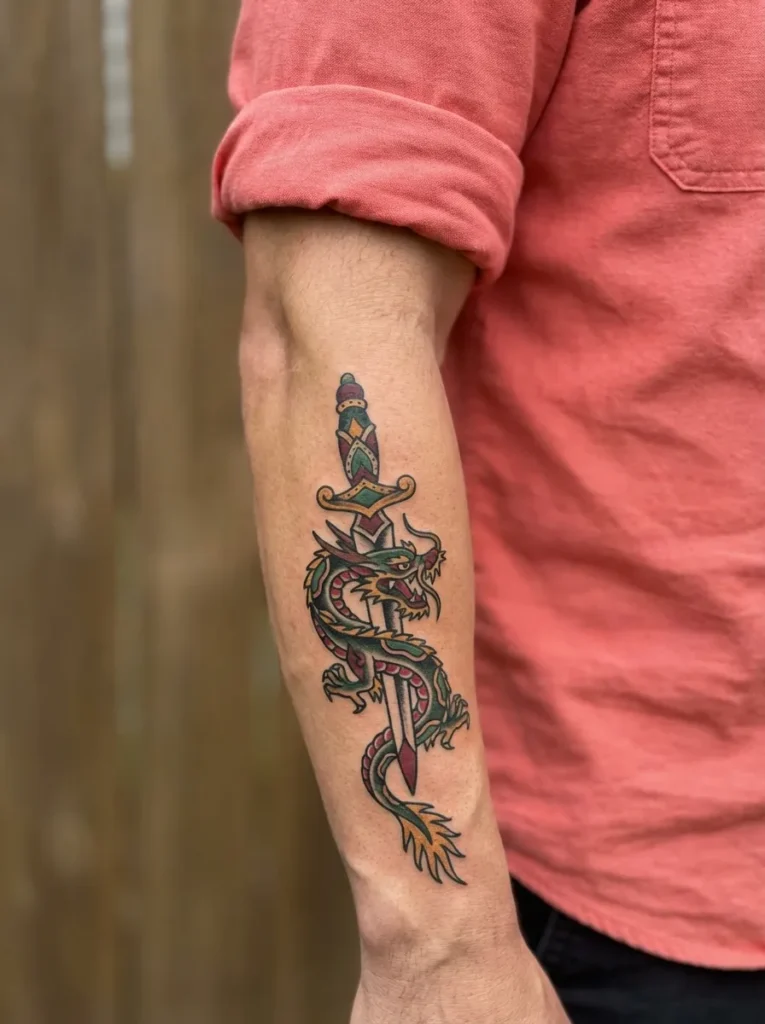 Dragon and Sword Tattoo