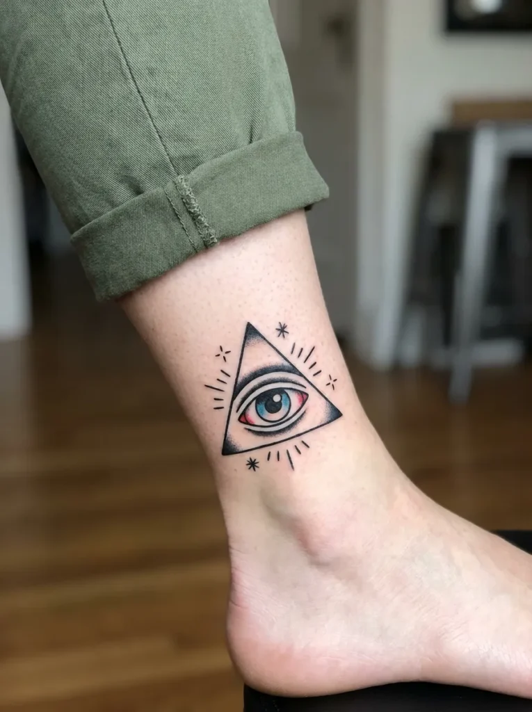 Eye Symbol Ankle Tattoo