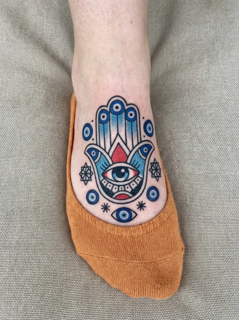 Eye of Protection Foot Tattoo