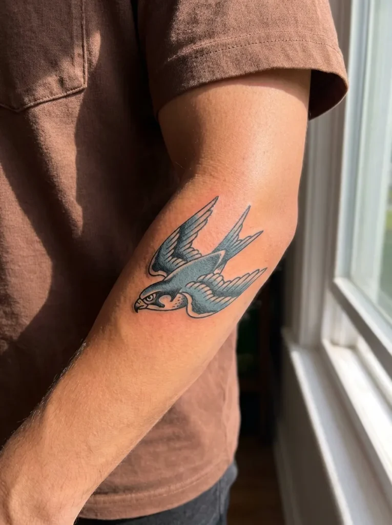 American Traditional Falcon Tattoo
