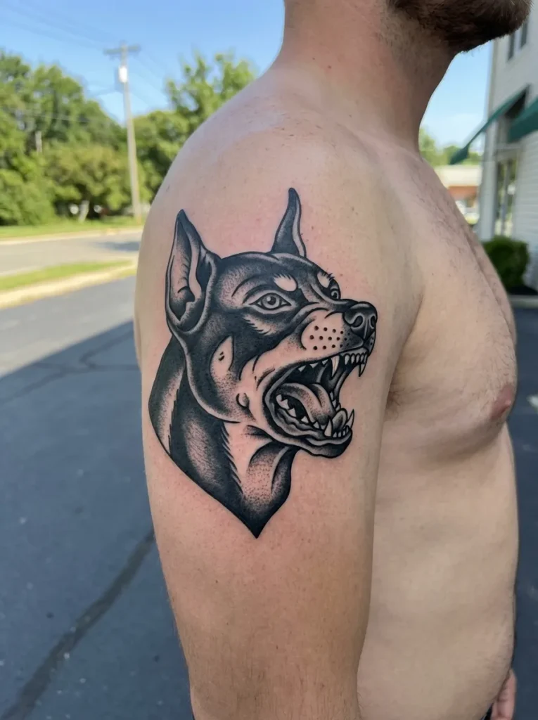 Fierce Dog Head Tattoo