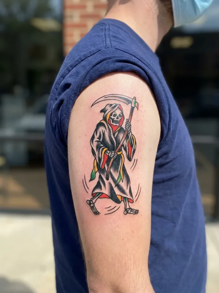 Grim Reaper Walking Tattoo