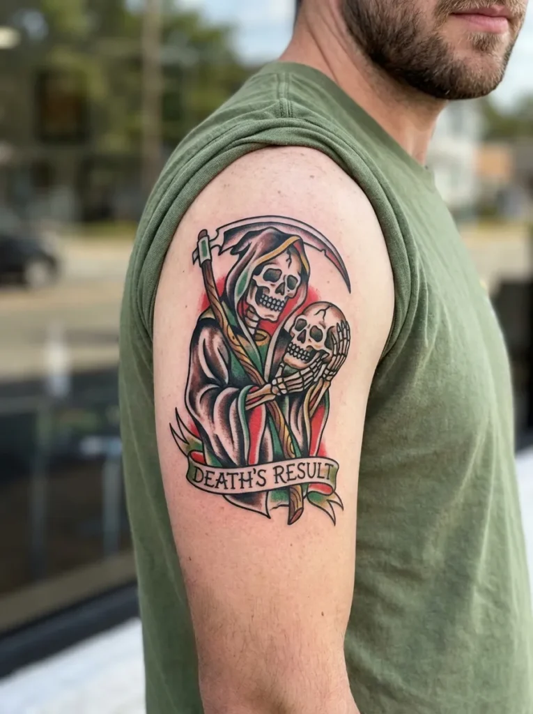 Grim Reaper and Skull Tattoo
