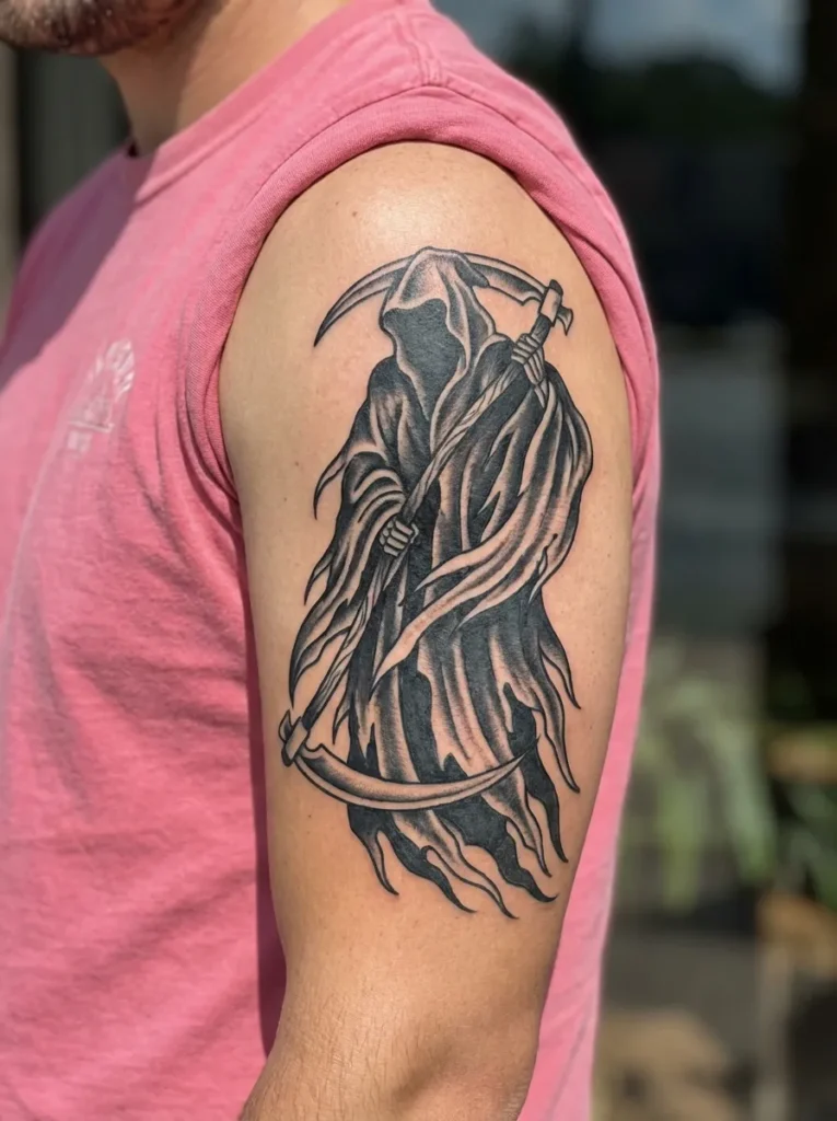 Grim Reaper with Cloak Tattoo